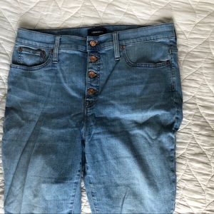 jcrew 9” high rise toothpick jeans w 5 button fly